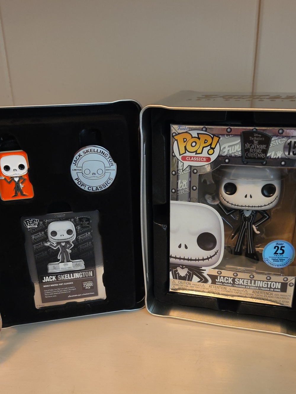 Funko Pop! Classics Jack Skellington Tin Set - Black & White with Orange Pin